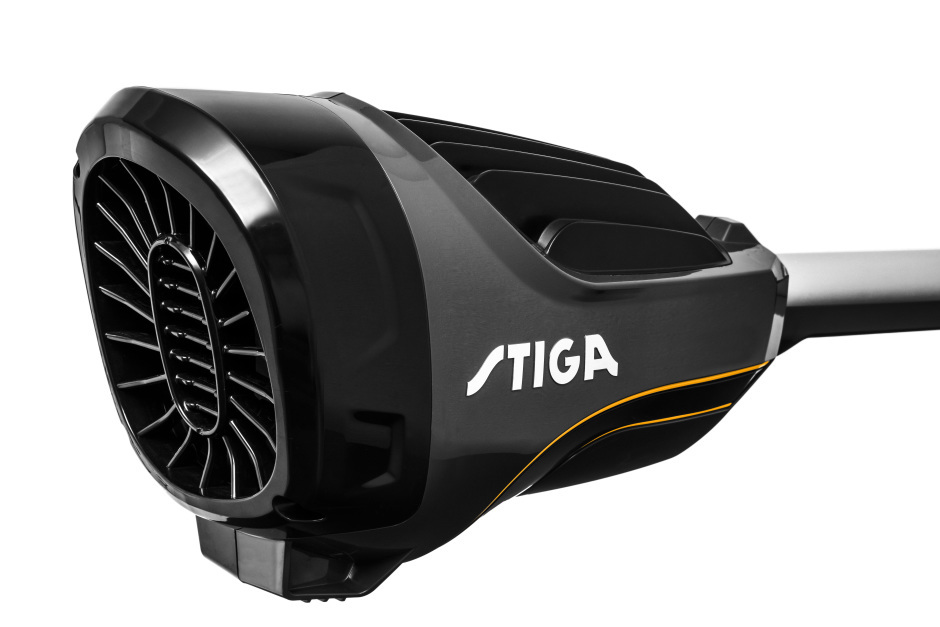 Stiga BC 900e B 48v Cordless Brushcutter - Motor Housing with Stiga Logo.