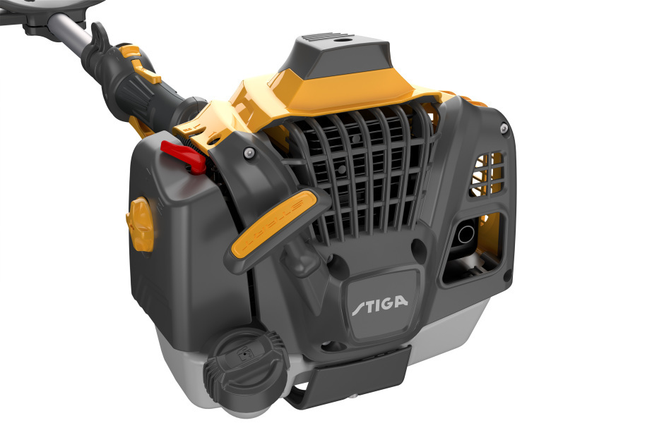 Stiga BC 730 Petrol Brushcutter - Engine with Recoil starter and Fuel-Tank Filler Cap.