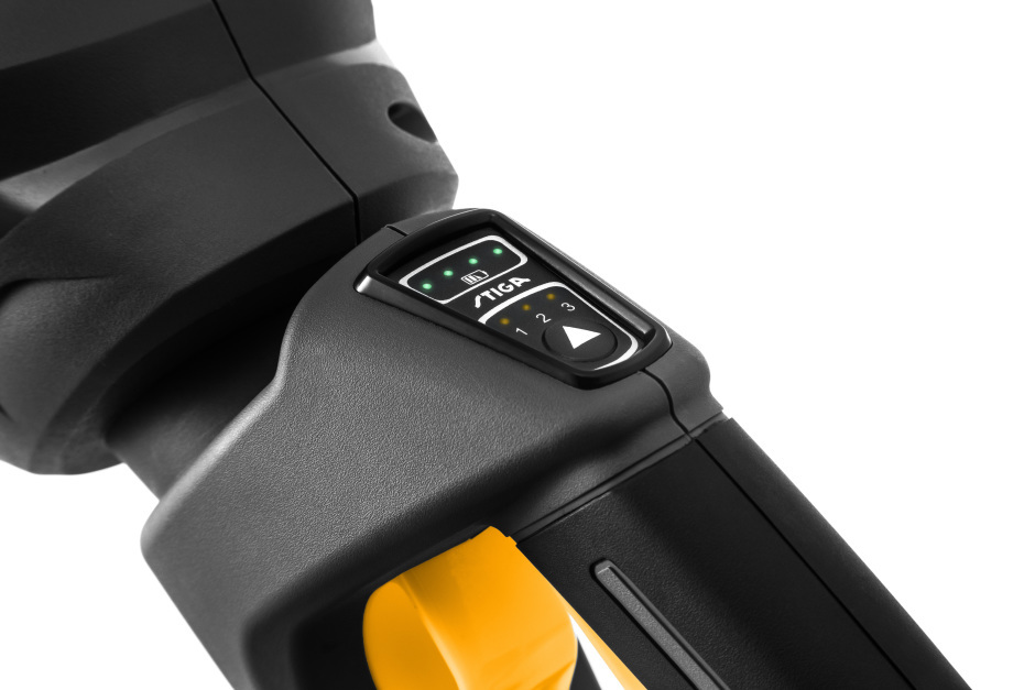 Stiga HT 900e 48v Cordless Hedgetrimmer - Electronic Keypad Control with Battery-Status Indicator.