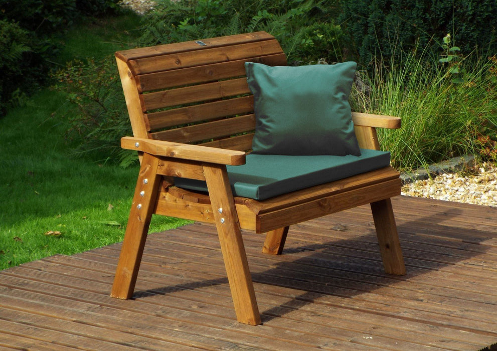 Charles Taylor Traditional 2-Seater Wooden Bench with Green Cushions | HB19G