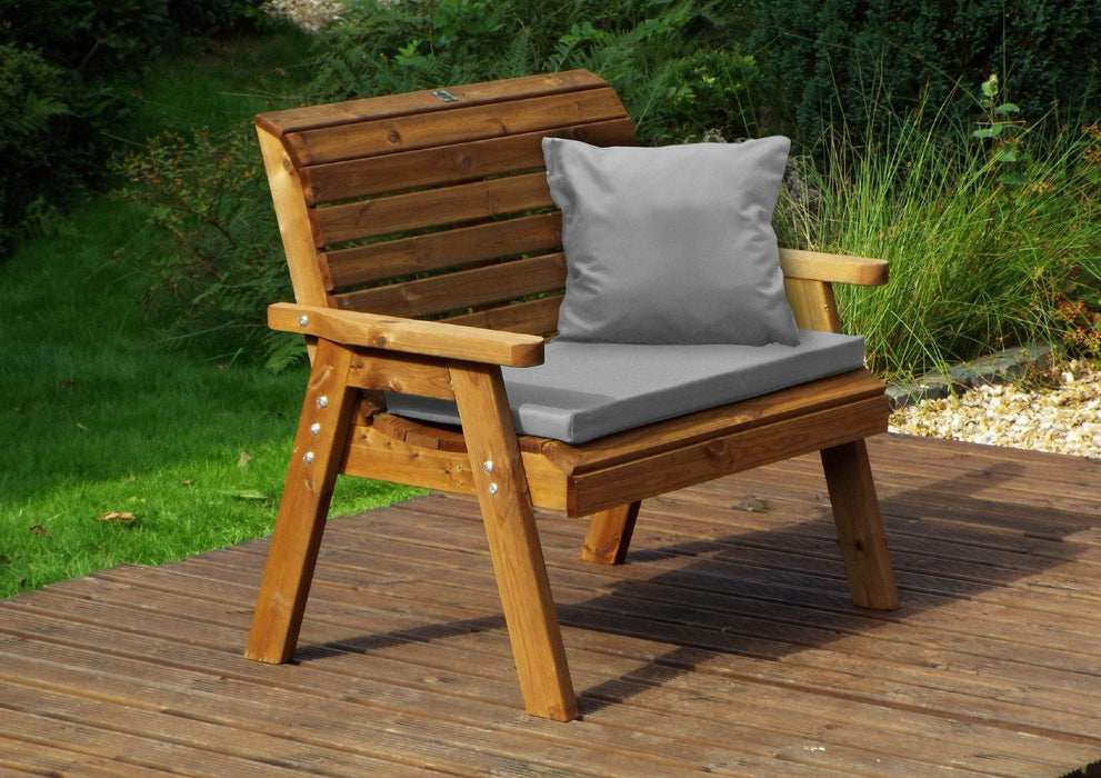 Charles Taylor Traditional 2-Seater Wooden Bench with Grey Cushions | HB19GR