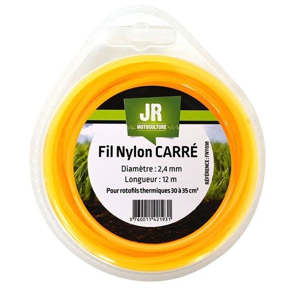 Square Nylon Trimmer-Line - Replacement Strimmer Line - 2.4mm x 12m - JR FNY038