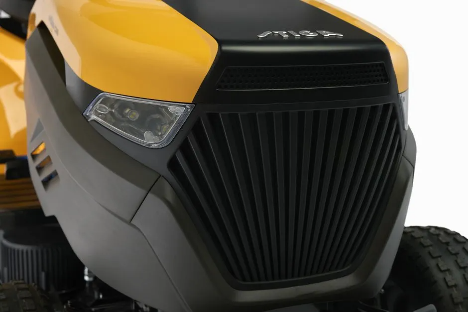 Stiga Estate 384e Battery-Powered Rear-Collect Lawn Tractor with Stepless Electronic Drive