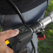 Stiga SPH 900 AE 48v Cordless Long-Reach Hedgetrimmer - In Use Showing Digital Keypad Control - Close-Up View.