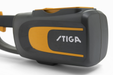 Stiga BC 700e - Side View of Battery Compartment with Stiga Logo.