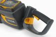 Stiga HT 700e 48v Cordless Hedgetrimmer - Rear-Handle Half-Adjusted to the Right.