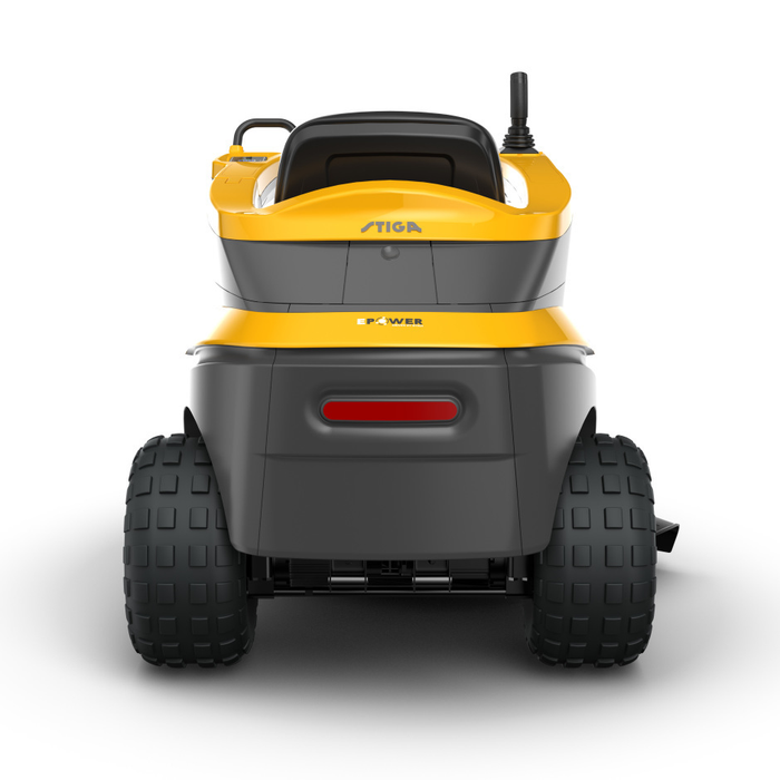 Stiga Gyro 700e ‘Drive-by-Wire’ Electric Battery-Powered Axial Ride-On Lawnmower - Rear View.