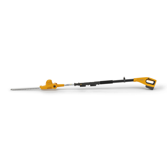 Stiga MT 100e KIT 20v Cordless Multi-Tool - Main Image - Side View with Hedgetrimmer Attachment Fitted - Left Facing.