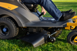 Stiga Gyro 700e ‘Drive-by-Wire’ Electric Battery-Powered Axial Ride-On Lawnmower - In Use - Side-Discharge Chute.