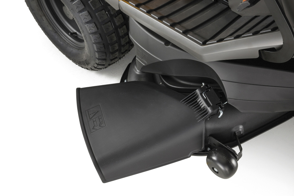 Stiga Tornado 7108 W - Side-Discharge Chute with Right-Rear Wheel and Anti-Scalp Deck Wheel.