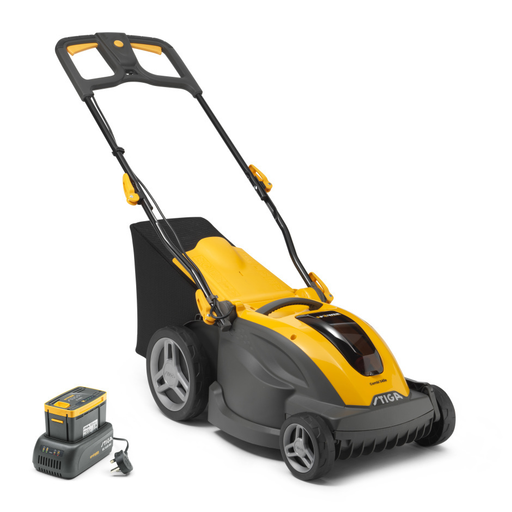 Stiga Combi 340e KIT 48v 3-in-1 Hand-Propelled Cordless Lawnmower - Main Image - Right Facing.