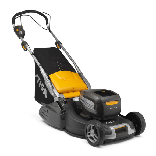 Stiga Twinclip 950e VR KIT 48v Variable-Speed Cordless Rear-Roller Lawnmower - Main Image - Right Facing.