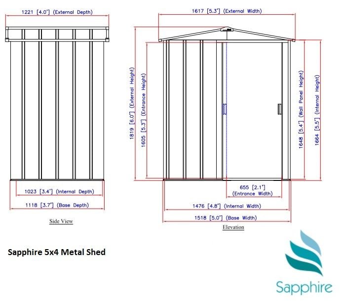 Sapphire 5x4 Metal Apex Anthracite Shed