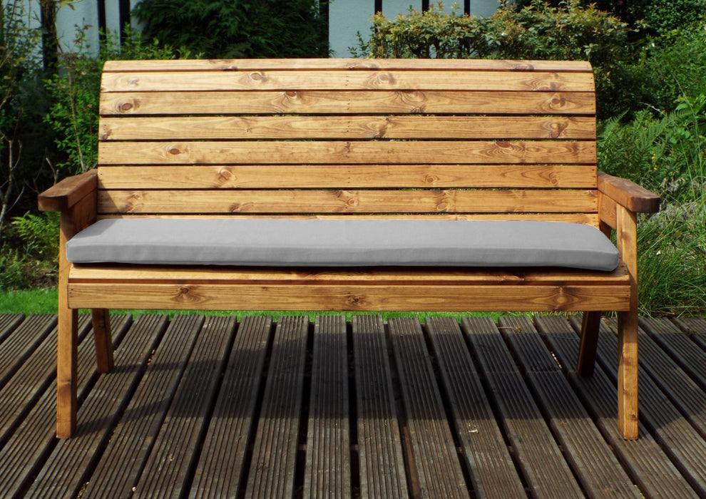 Charles Taylor Traditional 3-Seater Wooden Bench with Grey Cushion | HB20GR