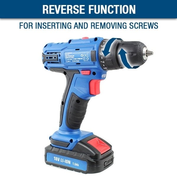 Hyundai 18v/1.5Ah Li-Ion Cordless Drill with 89-Piece Drill Accessory-Kit | HY2175