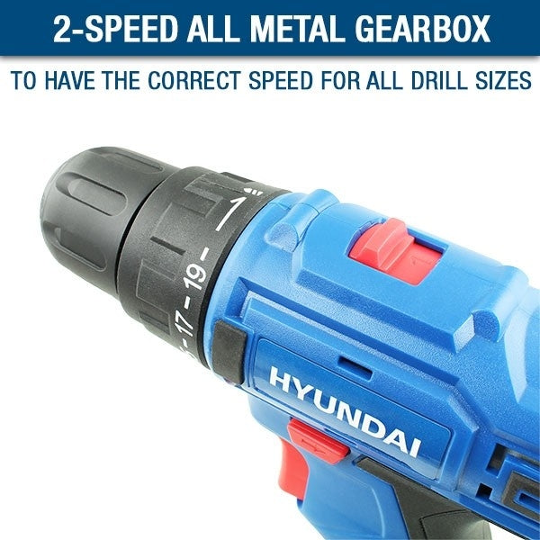 Hyundai 18v/1.5Ah Li-Ion Cordless Drill with 89-Piece Drill Accessory-Kit | HY2175