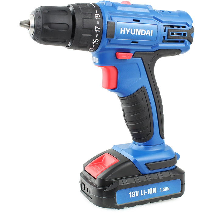 Hyundai 18v/1.5Ah Li-Ion Cordless Drill with 89-Piece Drill Accessory-Kit | HY2175