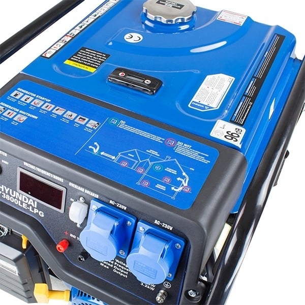 Hyundai 3.2kW/4.00kVa* Dual-Fuel Electric-Start Site Generator | HY3800LE-LPG