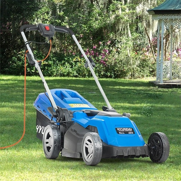 Hyundai 1600w/38cm Electric 4-Wheel Rear-Roller Mulching Lawnmower | HYM3800E
