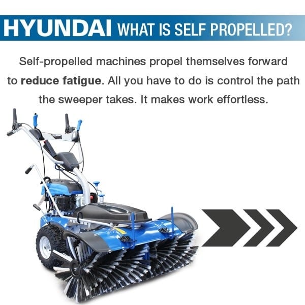 Hyundai Self Propelled Petrol Yard Sweeper Powerbrush 100cm 173cc - HYSW1000 (Powered Sweepers)