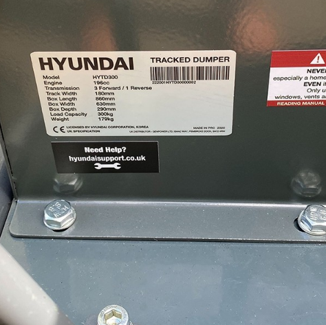 Hyundai 196cc/300kg-Capacity Tracked Power-Barrow | HYTD300