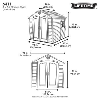 Lifetime 8x7.5 Heavy Duty Plastic Shed - SPECIAL EDITION