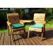 Charles Taylor Twin Wooden Garden ‘Love’ Seats with Green Cushions | HB01G