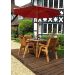Charles Taylor Traditional Wooden 4-Seater Circular Table Set with Burgundy Cushions & Parasol | HB09B