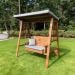 Charles Taylor ‘Dorset’ 2-Seater Wooden Swing with Grey Cushions & Detachable Roof Cover | HB133GR