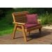 Charles Taylor Traditional 2-Seater Wooden Bench with Burgundy Cushions | HB19B