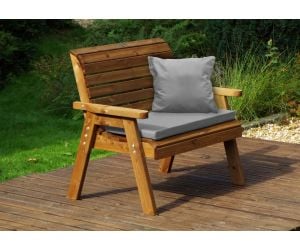 Charles Taylor Traditional 2-Seater Wooden Bench with Grey Cushions | HB19GR