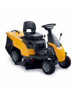 Stiga Combi 372 Compact Rear-Collect Ride-On Mower with Hydrostatic Drive - Main Image - Right Facing Showing Side-Discharge Chute.