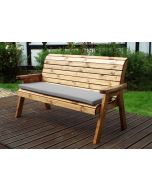 Charles Taylor Traditional 3-Seater Wooden Bench with Grey Cushion | HB20GR